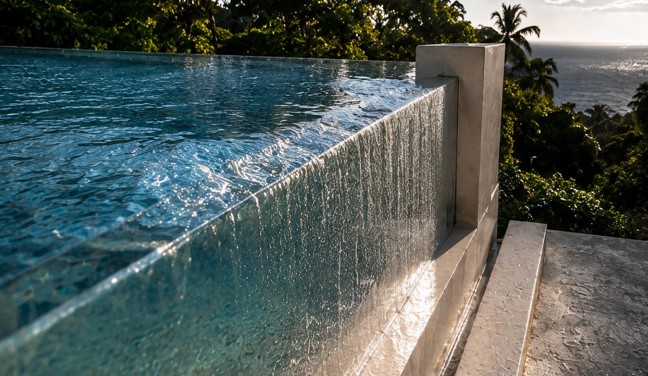 Clear acrylic infinity pool panel